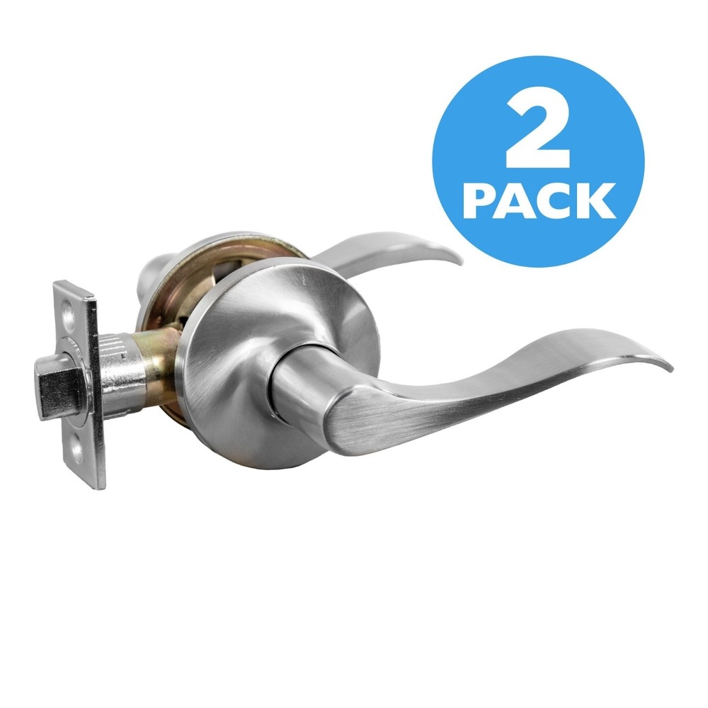 Lot of 2 Design House Satin Nickel Passage Door Handle w/ Universal 6-Way Latch!